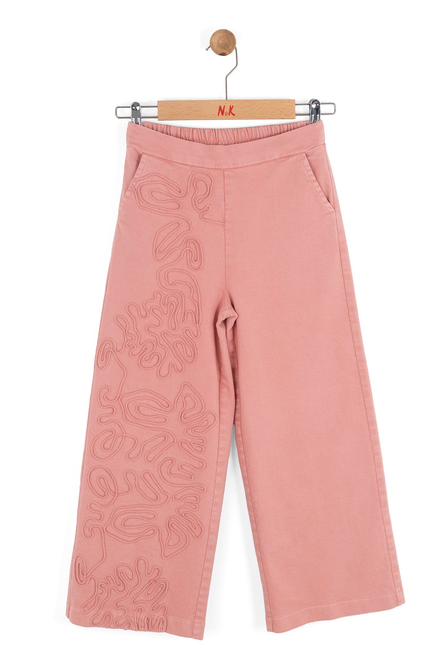 Nk Kız Çocuk Kabartmalı Bol Paça Pantolon 8-14 Yaş CORAL