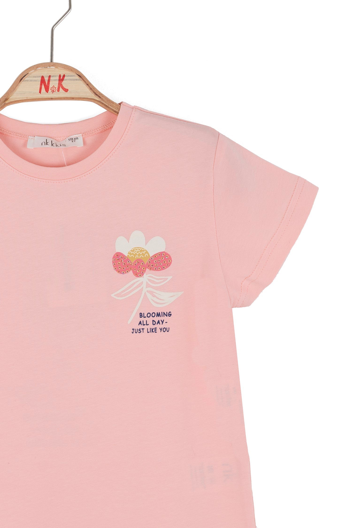 Nk Kız Çocuk Kısa Kollu Ön Ve Sırt Baskılı Tişört 4-8 Yaş PEMBE