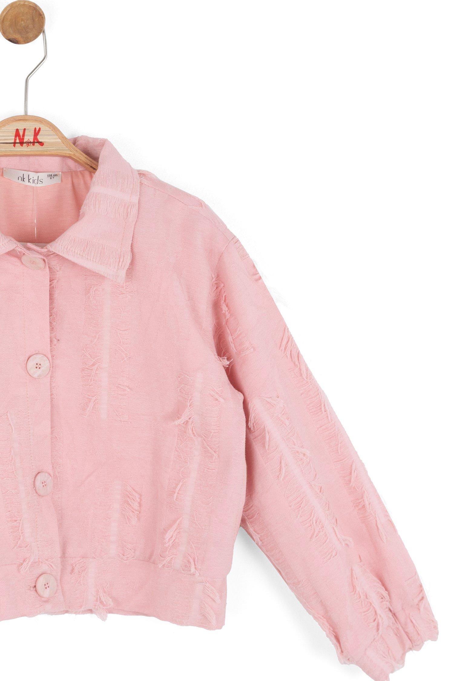Nk Kız Çocuk Püskül Detaylı Ceket 4-8 Yaş PUDRA