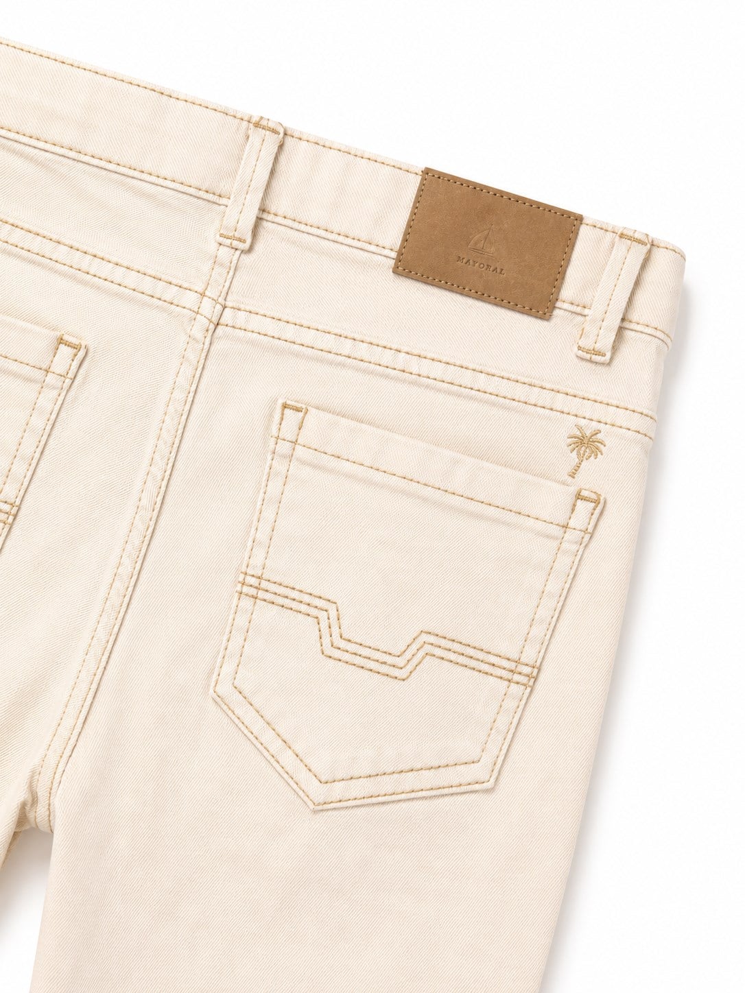 Nukutavake Erkek Çocuk Bej Slim Fit Kanvas Pantolon - Beli Ayarlanabilir Pamuklu Chino KREM