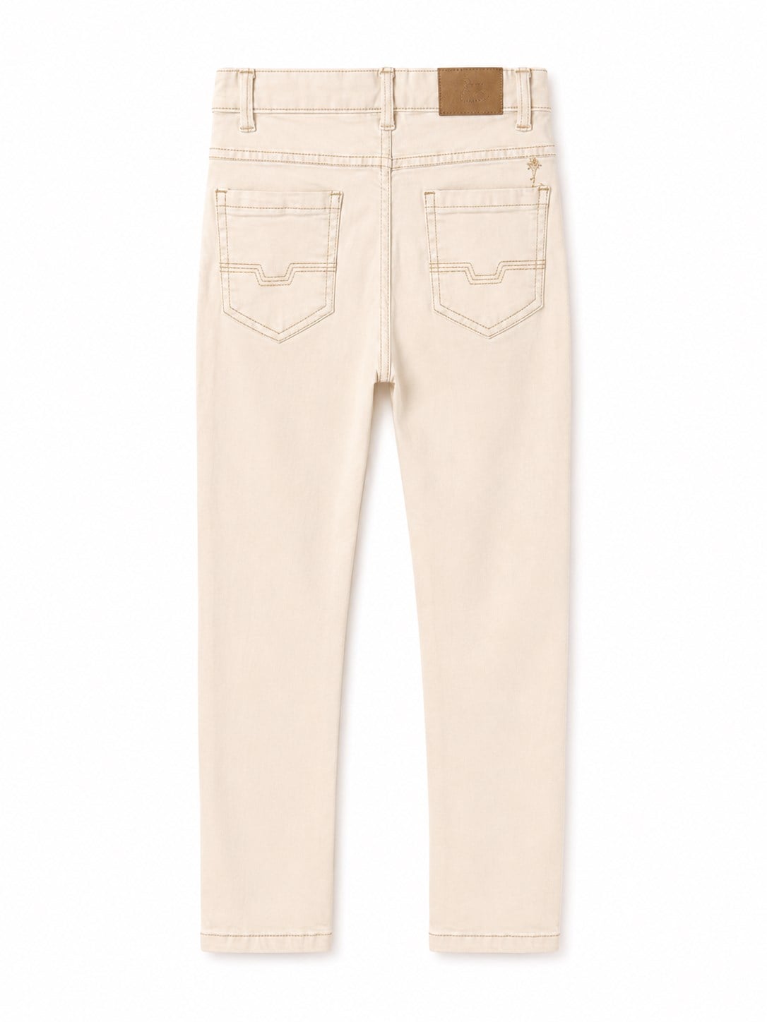 Nukutavake Erkek Çocuk Bej Slim Fit Kanvas Pantolon - Beli Ayarlanabilir Pamuklu Chino KREM