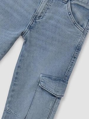 Nukutavake Erkek Çocuk Kargo Cepli Kot Pantolon 10-16 Yaş MAVİ