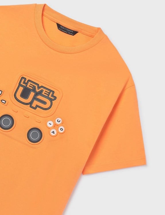 Nukutavake Erkek Çocuk Level Up Kabartmalı Kısa Kol Tişört 8-18 Yaş SARI