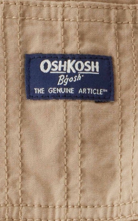 Oshkosh Erkek Bebek Askılı Model Ön Cep Detaylı Keten Salopet Tulum 6-24 Ay KAHVE
