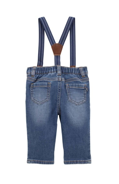 Oshkosh Erkek Bebek Ayarlanabilir Askı Detayı  Cepli Denim Pantolon 12-24 Ay MAVİ