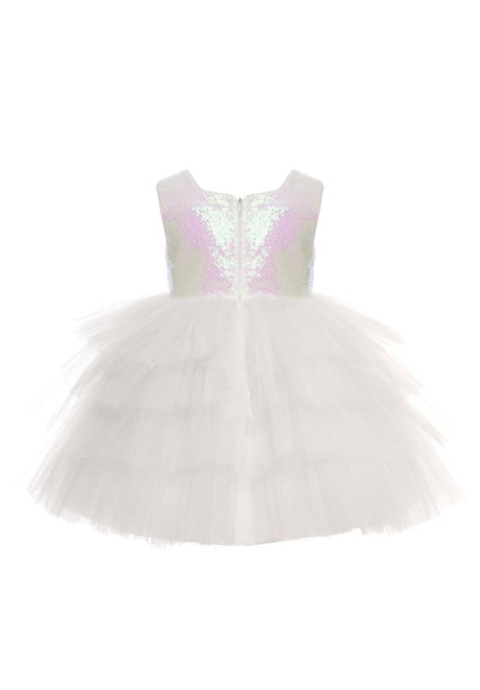 Pamina Kız Çocuk Balon Detaylı Abiye Elbise 3-7 Yaş BEYAZ