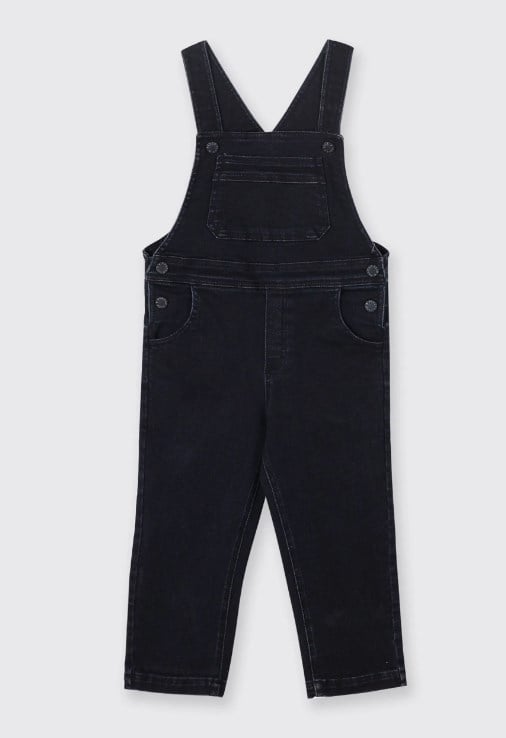 Panço Erkek Bebek Askılı Yan Düğme Kapamalı Cepli Denim Salopet Tulum 0-4 Yaş LACİVERT