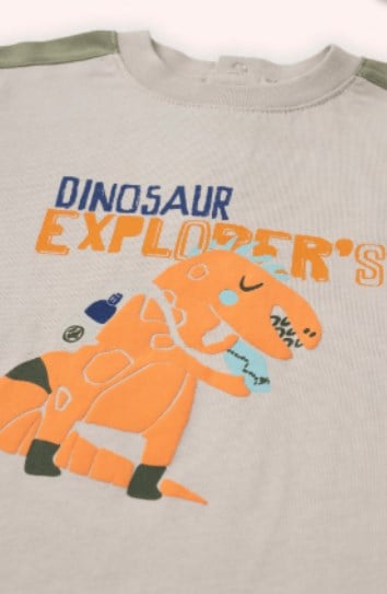Panço Erkek Bebek Dinazor Baskılı Uzun Kollu Sweatshirt 0-3 Yaş BEJ
