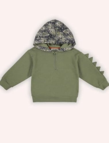 Panço Erkek Bebek Kapüşonlu Kol Detaylı Uzun Kollu Sweatshirt 0-3 Yaş HAKİ