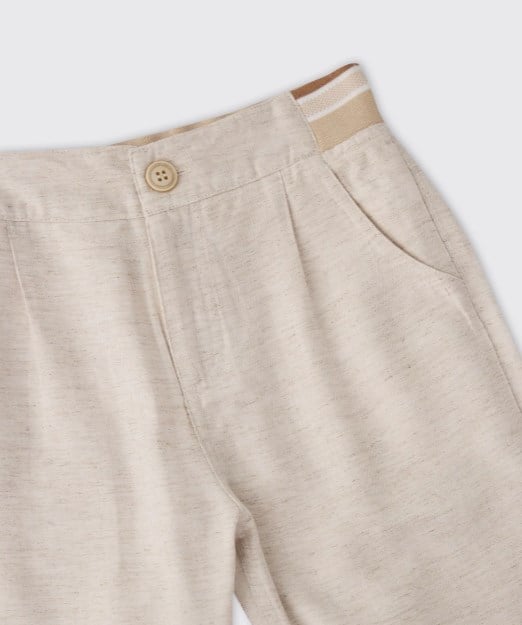 Panço Erkek Çocuk Basic Beli Lastikli  Şort 5-12 Yaş BEJ
