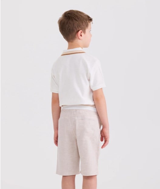 Panço Erkek Çocuk Basic Beli Lastikli  Şort 5-12 Yaş BEJ