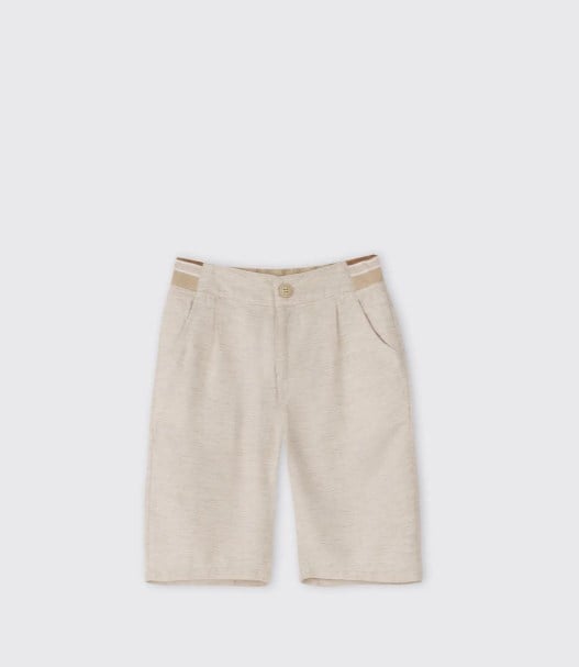 Panço Erkek Çocuk Basic Beli Lastikli  Şort 5-12 Yaş BEJ