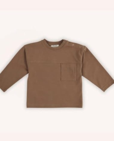 Panço Erkek Çocuk Cep Detaylı Uzun Kollu Tişört 0-3 Yaş CAMEL