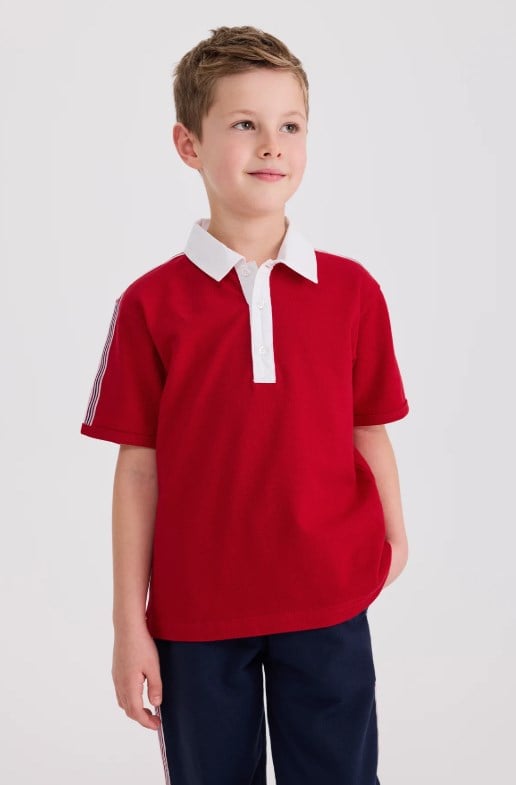 Panço Erkek Çocuk Kırmızı Polo Yaka Kısa Kollu Tişört 4-12 Yaş KIRMIZI