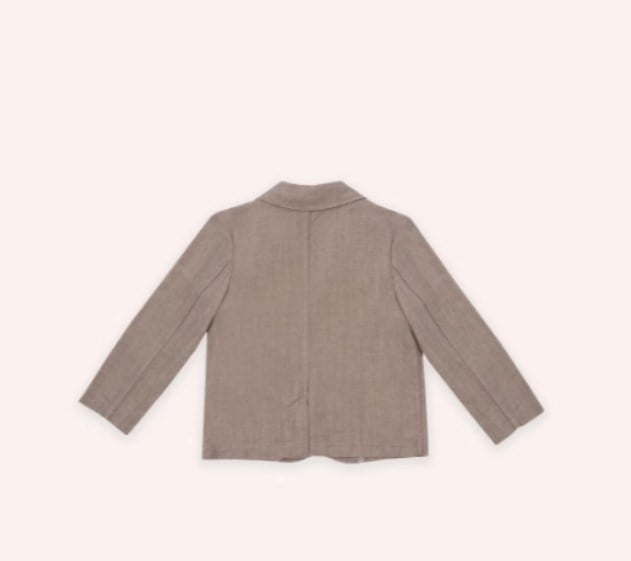 Panço Erkek Çocuk Klasik Yaka Düğmeli Blazer Ceket 5-12 Yaş KAHVE