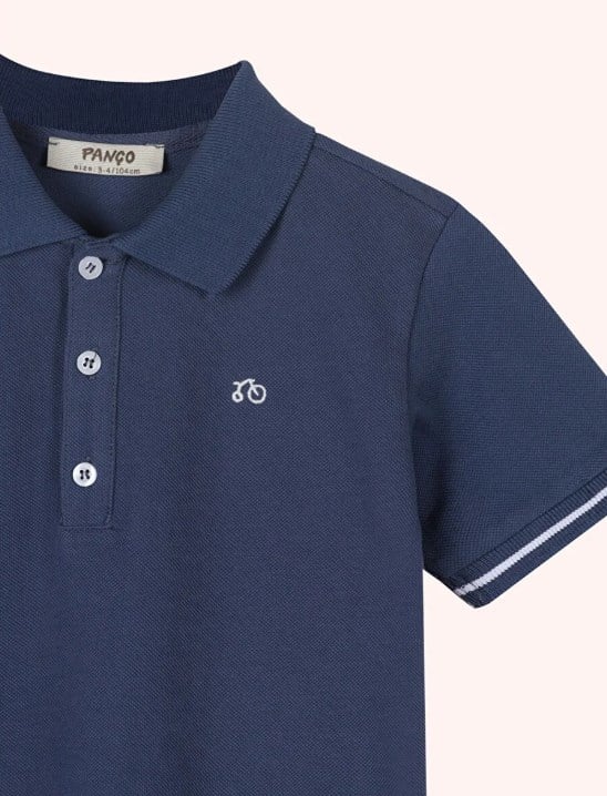 Panço Erkek Çocuk Kolları Şerit Detaylı Polo Yaka Tişört 5-12 Yaş LACİVERT