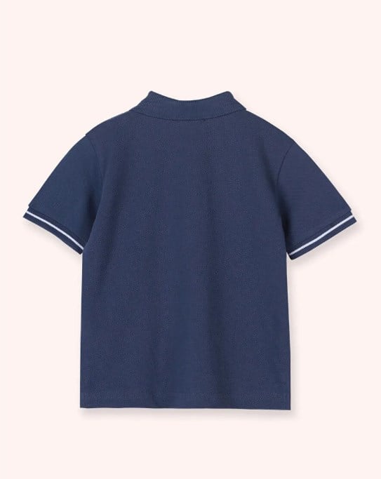 Panço Erkek Çocuk Kolları Şerit Detaylı Polo Yaka Tişört 5-12 Yaş LACİVERT