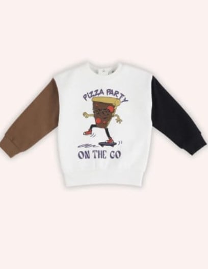 Panço Erkek Çocuk Pizza Fiğürlü Ve Yazı Baskılı Sweatshirt 0-3 Yaş EKRU