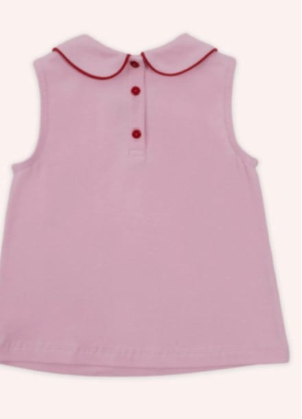 Panço Kız Bebek Bebe Yaka Çizgi Detay Kolsuz Bluz 0-5 Yaş PEMBE