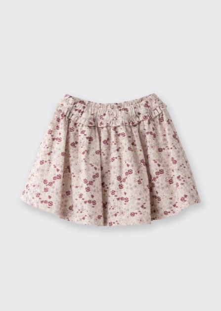 Panço Kız Bebek Çiçek Desenl, Beli Lastikli Hafif Kabarık Etek 0-5 Yaş EKRU