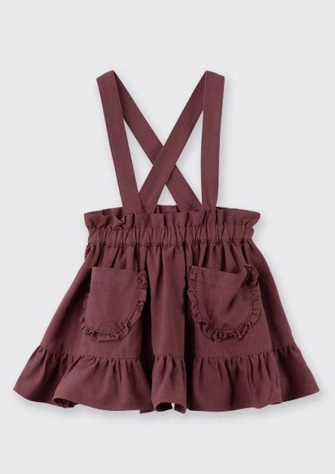 Panço Kız Bebek Çiçek Desenli Fırfır Yakalı Bluz Askılı Cep Detaylı İkili Takım 0-5 Yaş GÜL