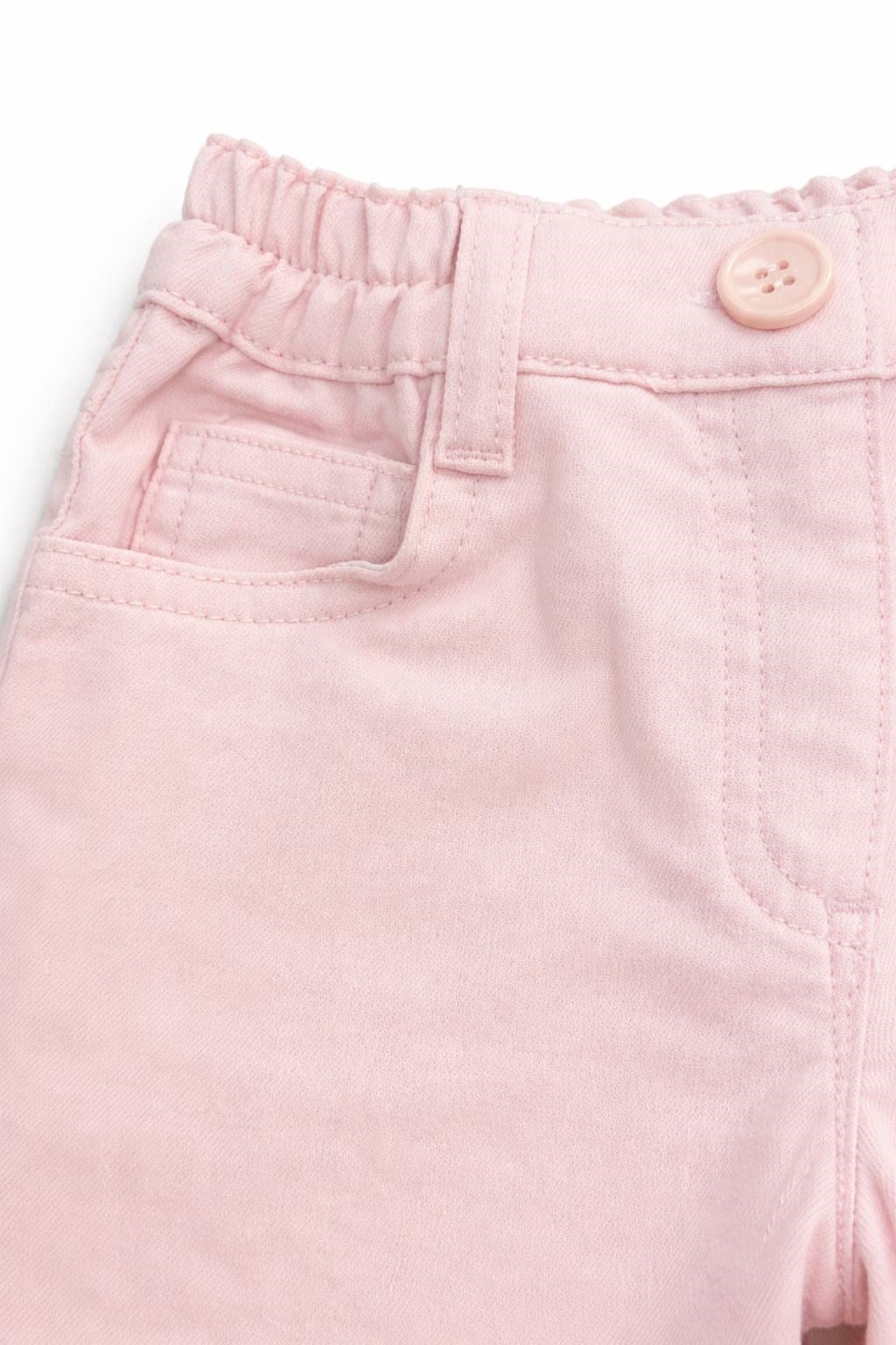 Panço Kız Bebek Esnek Bel Detaylı Rahat Kesim  Pantolon 0-5 Yaş PEMBE