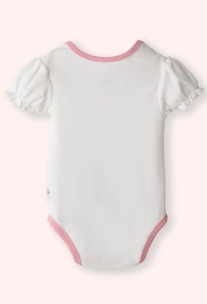 Panço Kız Bebek Fırfır Kollu  Baskılı Omuzdan Çıtçıtlı Body 1 -18 Ay BEYAZ