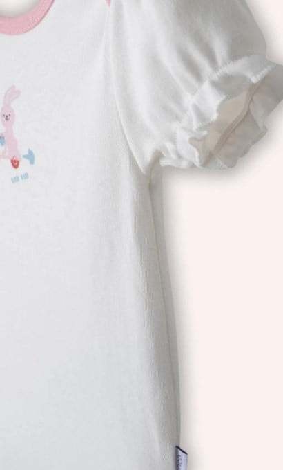 Panço Kız Bebek Fırfır Kollu  Baskılı Omuzdan Çıtçıtlı Body 1 -18 Ay BEYAZ