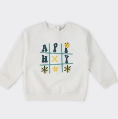 Panço Kız Bebek Uzun Kol Bisiklet Yaka Fiğürlü Yazı Baskılı Tişört 0-3 Yaş EKRU