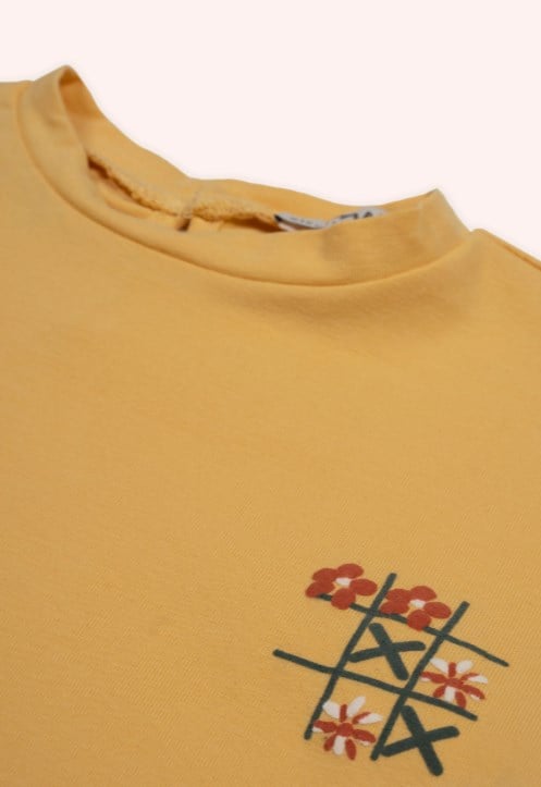 Panço Kız Bebek Uzun Kollu Bisiklet Yaka Baskı Detaylı Sweatshirt 0-3 Yaş SARI