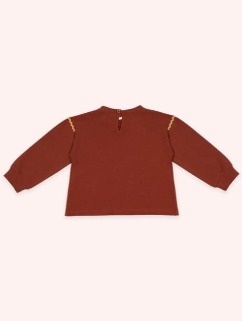 Panço Kız Bebek Uzun Kollu Bisiklet Yaka Baskı Detaylı Sweatshirt 0-3 Yaş KİREMİT