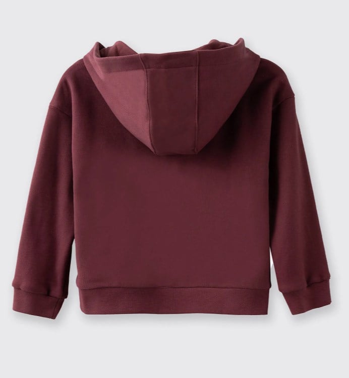 Panço Kız Bebek Uzun Kollu Kapüşonlu Fermuarlı Kapama Kalp Detaylı Sweatshırt 0-5 Yaş BORDO