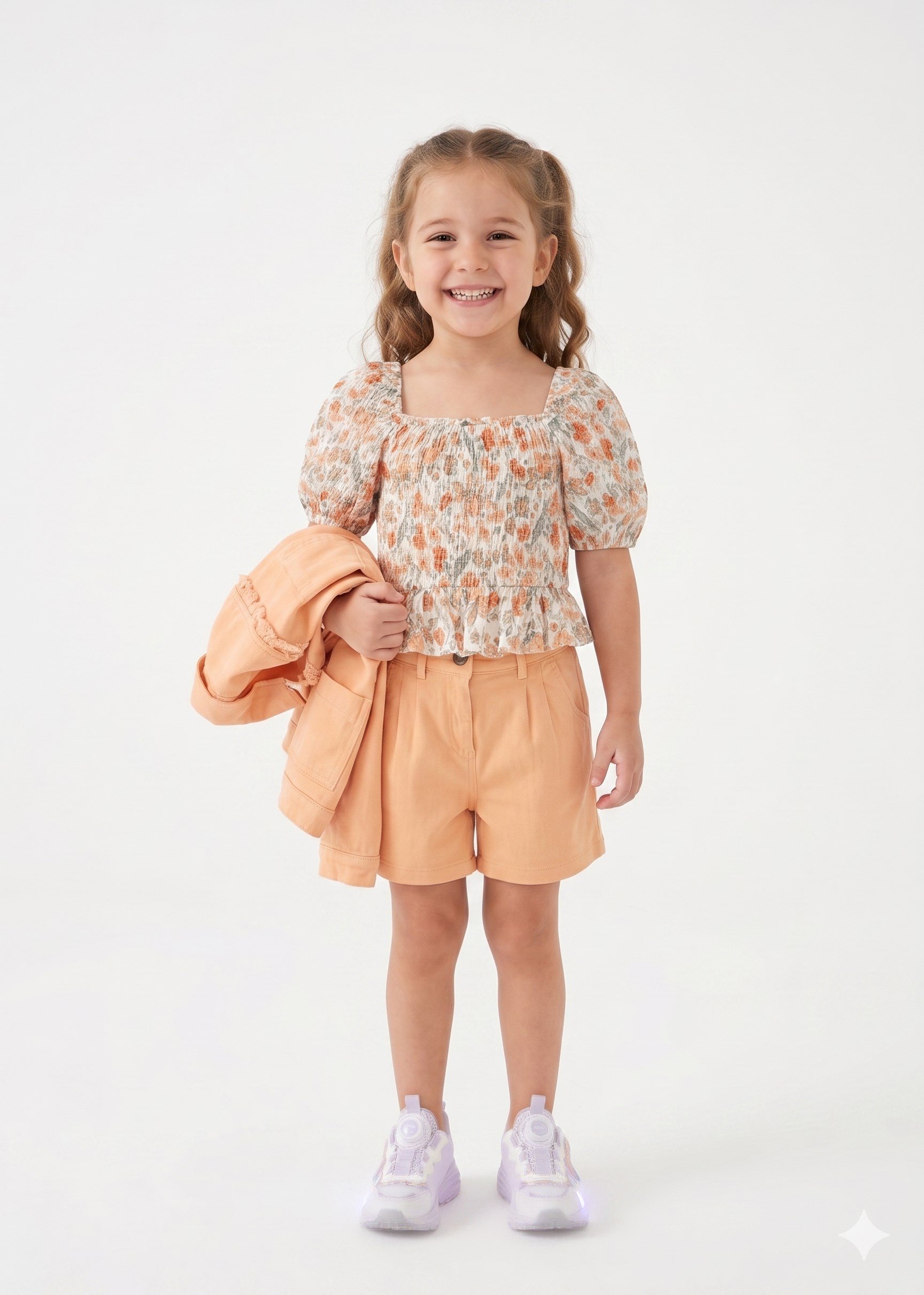 Panço Kız Çocuk Beli Lastikli Basic Şort 5-12 Yaş SOMON