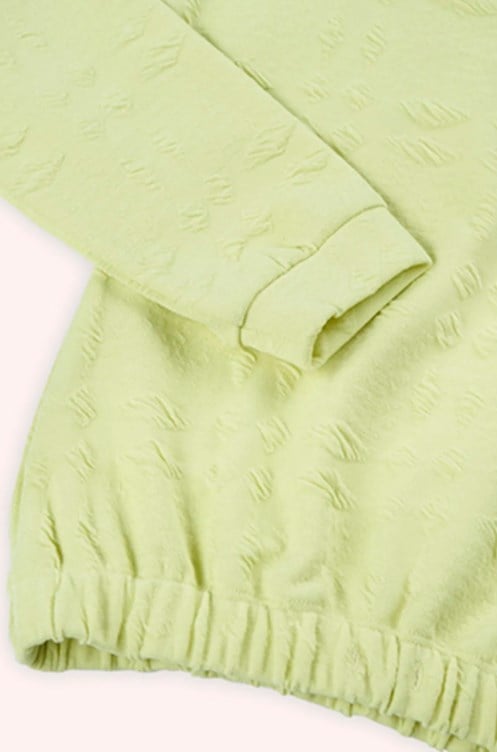 Panço Kız Çocuk Beli Lastikli Sweatshirt 3-14 Yaş YEŞİL
