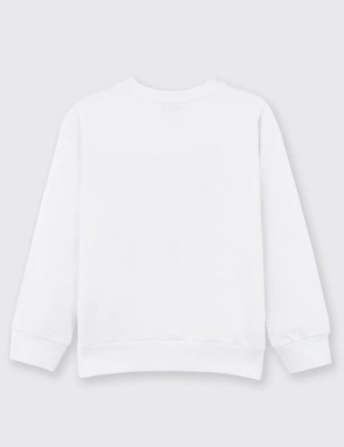 Panço Kız Çocuk  Büyük Fiyonk Detaylı Sweatshirt 5-12 Yaş BEYAZ