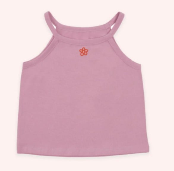 Panço Kız Çocuk Çiçek Baskı Halter Yaka Tişört 5-12 Yaş PEMBE