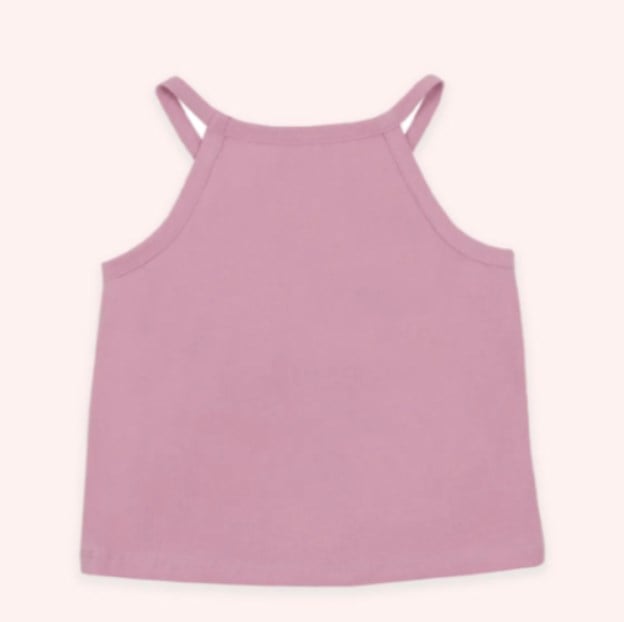 Panço Kız Çocuk Çiçek Baskı Halter Yaka Tişört 5-12 Yaş PEMBE