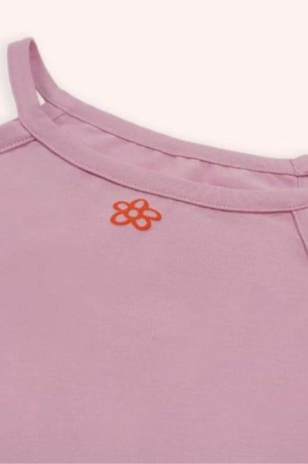 Panço Kız Çocuk Çiçek Baskı Halter Yaka Tişört 5-12 Yaş PEMBE