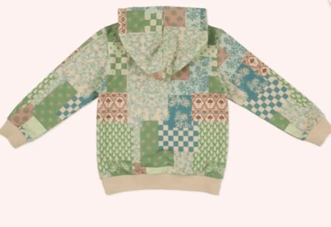 Panço Kız Çocuk Karma Baskı Düğme Detaylı Kapşonlu Sweatshirt 3-14 Yaş BEJ
