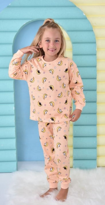 Pikidor Çocuk Ay Baskı Pijama Takımı 3-8 Yaş SOMON