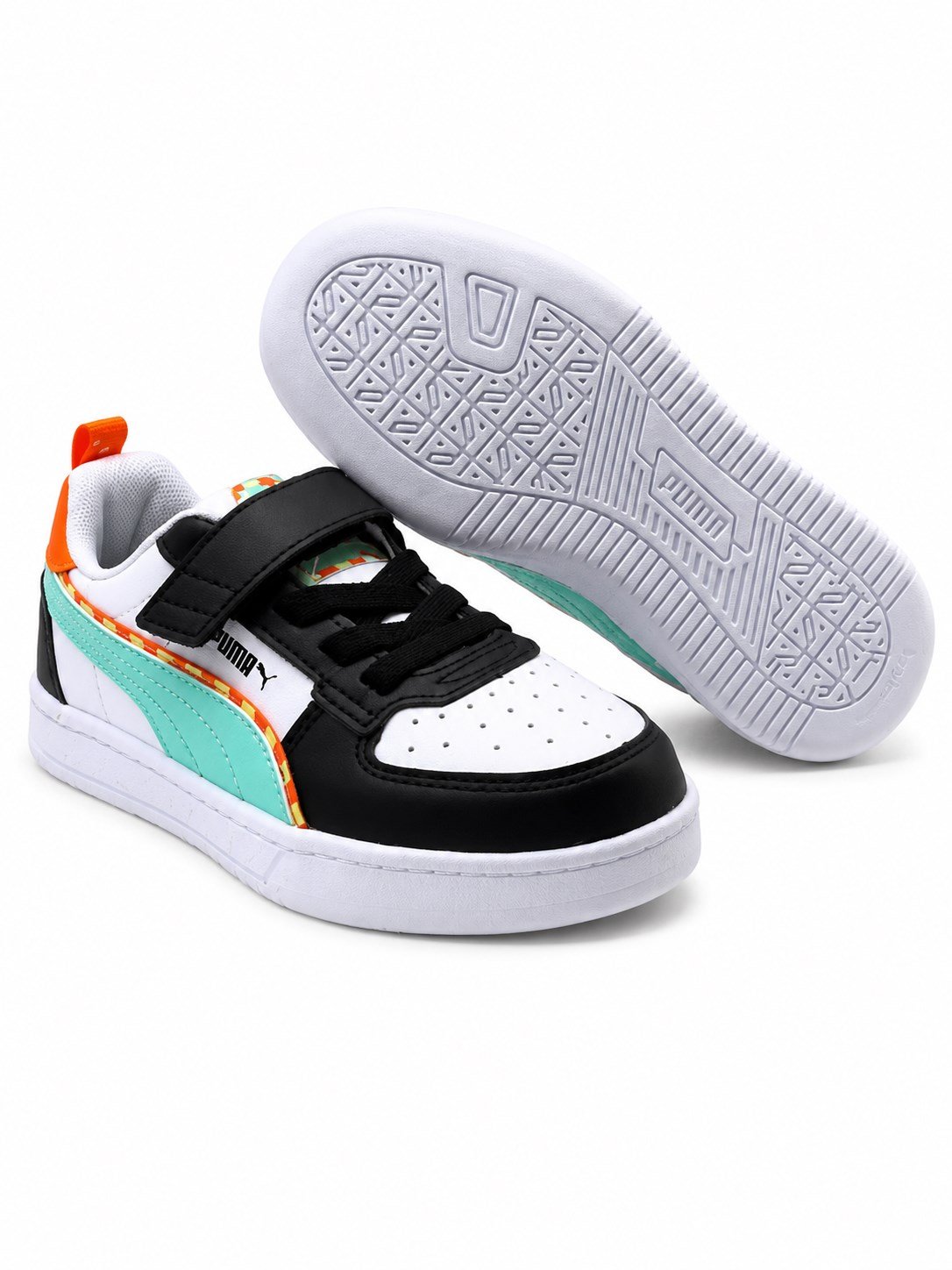 Puma Caven 2.0 Playdate Günlük Cırtlı  Çocuk Spor Ayakkabı Beyaz - Siyah - Mint