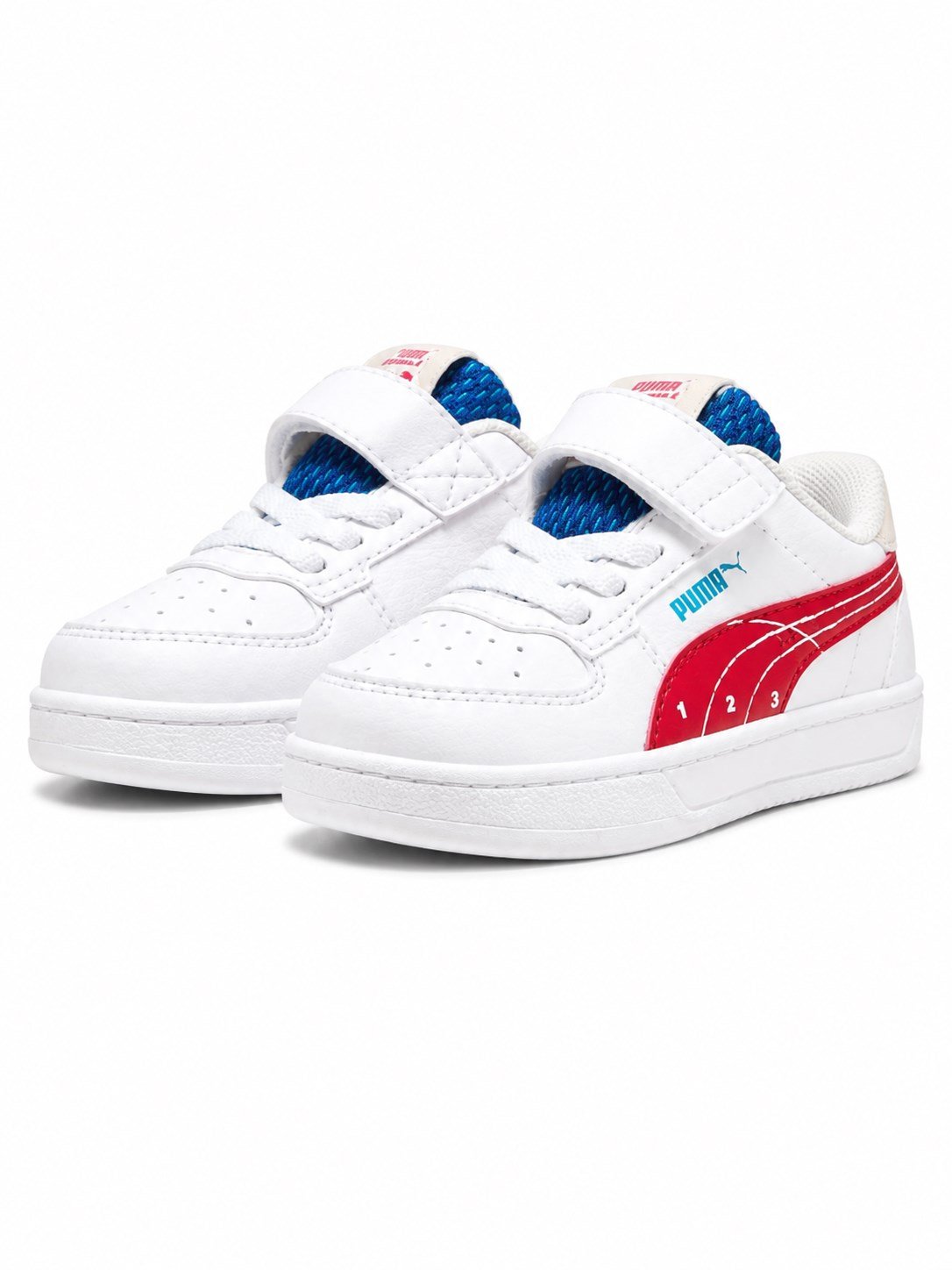 Puma Caven 2.0 Run Fun AC+ Unisex Çocuk Beyaz Spor Ayakkabı 22-27 BEYAZ - KIRMIZI