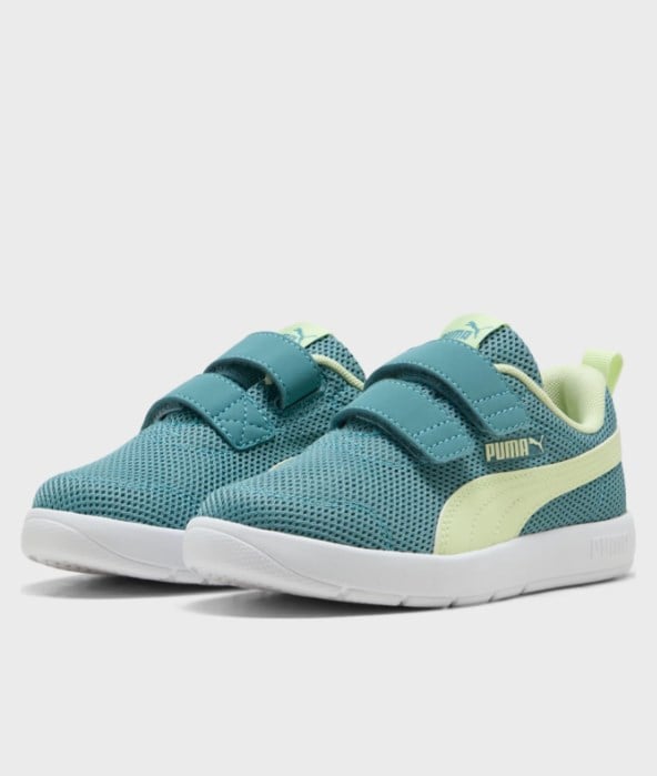 Puma Erkek Çocuk  Courtflex V3 Mesh Ortopedik Spor Ayakkabı 28-35 YEŞİL