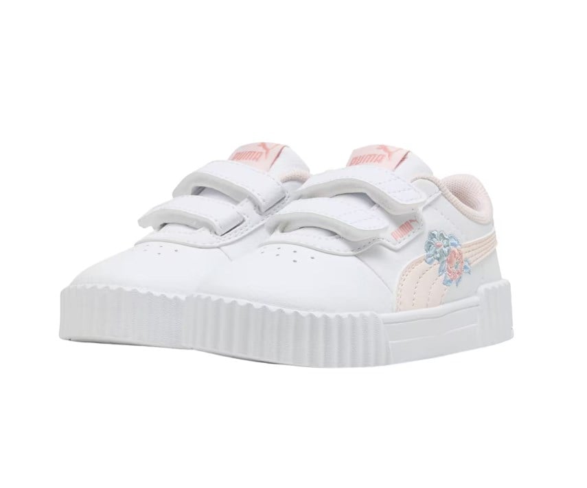 Puma Kız Çocuk Carina 3.0 Çiçek Nakışlı Cırt Cırtlı Sneaker BEYAZ