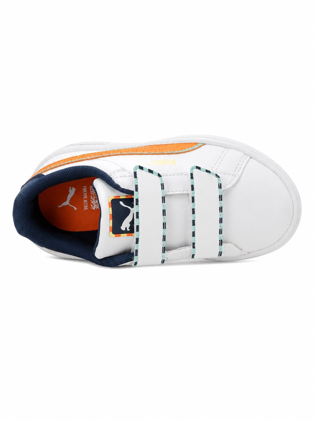 Puma Smash 3.0 Playdate V Çocuk Spor Ayakkabı 29-35 BEYAZ - TURUNCU