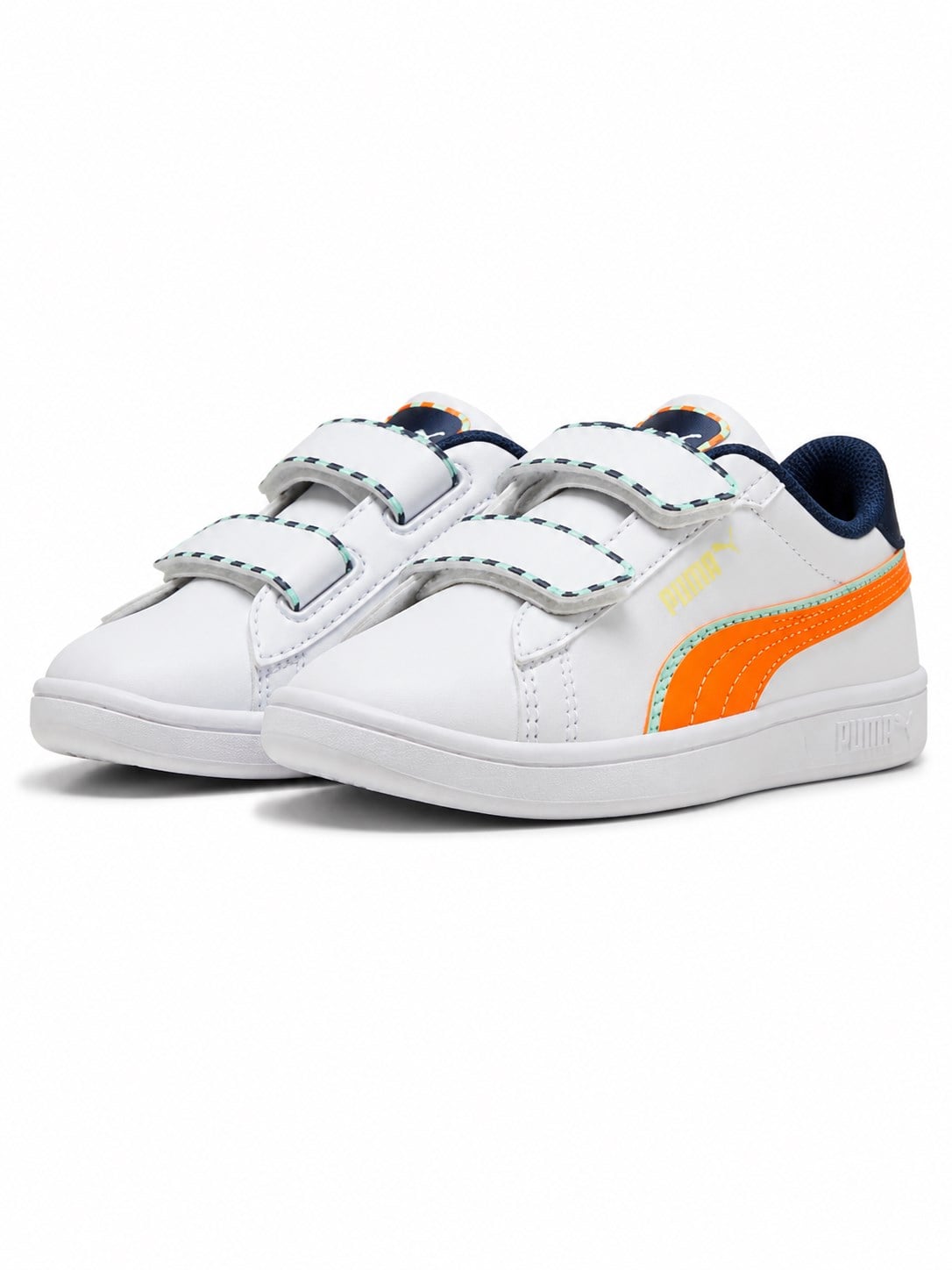 Puma Smash 3.0 Playdate V Çocuk Spor Ayakkabı 29-35 BEYAZ - TURUNCU