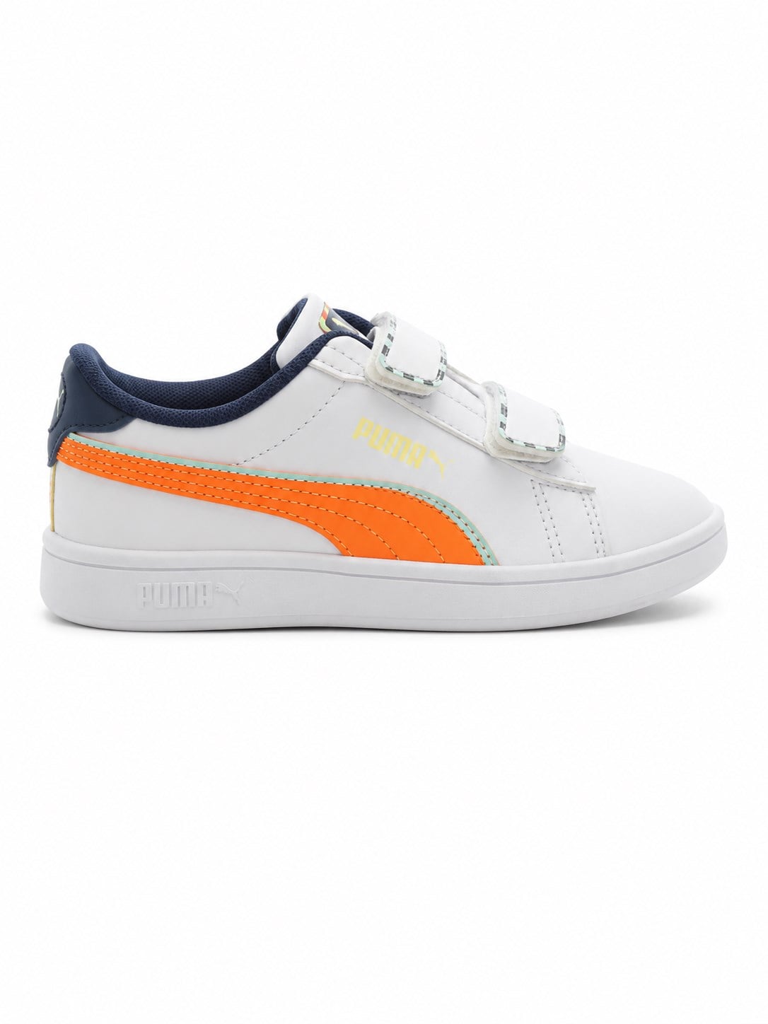 Puma Smash 3.0 Playdate V Çocuk Spor Ayakkabı 29-35 BEYAZ - TURUNCU