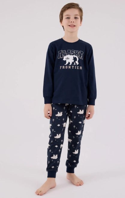 RolyPoly Erkek Çocuk Alaska Panda Baskı Pijama Takımı 8-15 Yaş LACİVERT