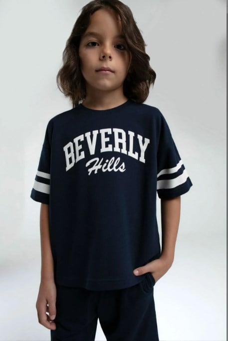 Rolypoly Erkek Çocuk Beverly Hils Baskı Şortlu  Takım 8-15  Yaş LACİVERT