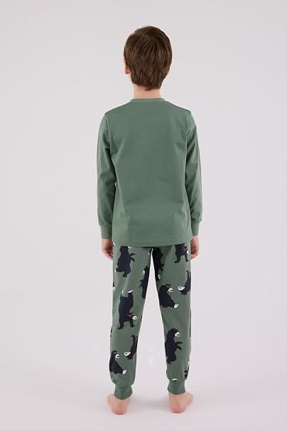 Rolypoly Erkek Çocuk Boogie Dance Pijama Takımı 2-8 Yaş KOYU YEŞİL